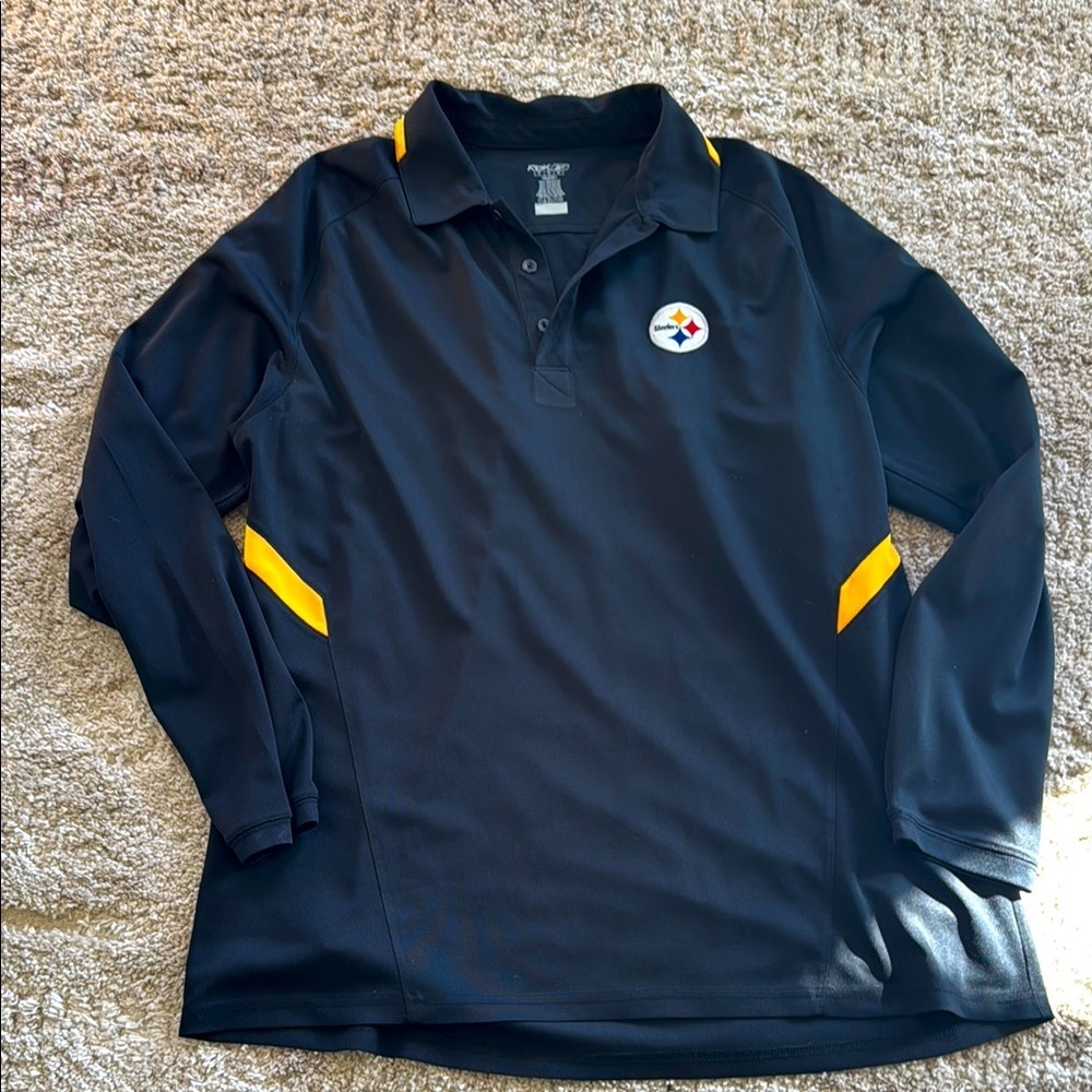🖤Reebok long sleeve Pittsburgh Steelers polo 🖤Sz LargePit to 24”💛length 31”🖤